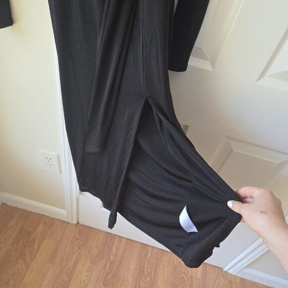 Good American Black Wrap Dress S Shimmer Faux Wrap Midi Dress NWT $129 - Picture 5 of 11